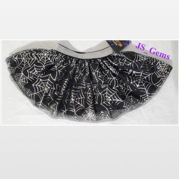 New Black Halloween Skirt With Spider Webs Ruffle Tulle - Picture 1 of 16